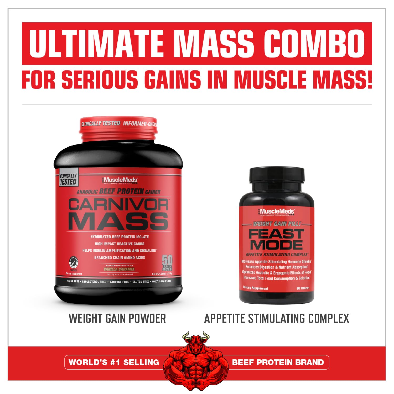 Lactose-free icon communicates dairy-friendly mass gainer option.