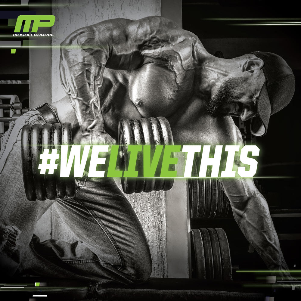 MusclePharm Assault athlete ready to train with pre-workout setup.