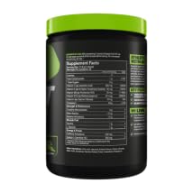 MusclePharm Assault blue raspberry flavor profile in a shaker.