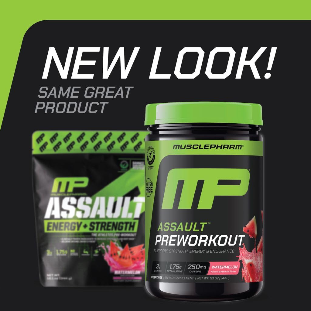 MusclePharm Assault watermelon flavor glass ready for a high intensity session