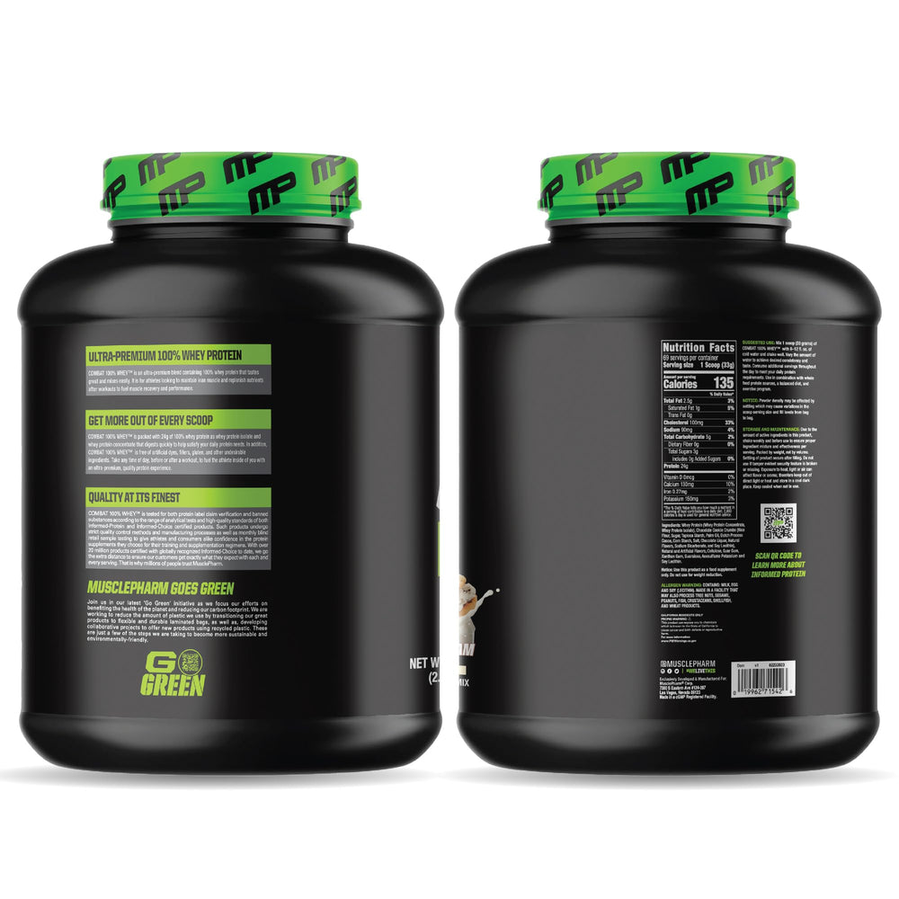Athlete mixing MusclePharm Combat 100% Whey after training.