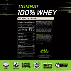 Close-up of MusclePharm Combat 100% Whey powder texture.