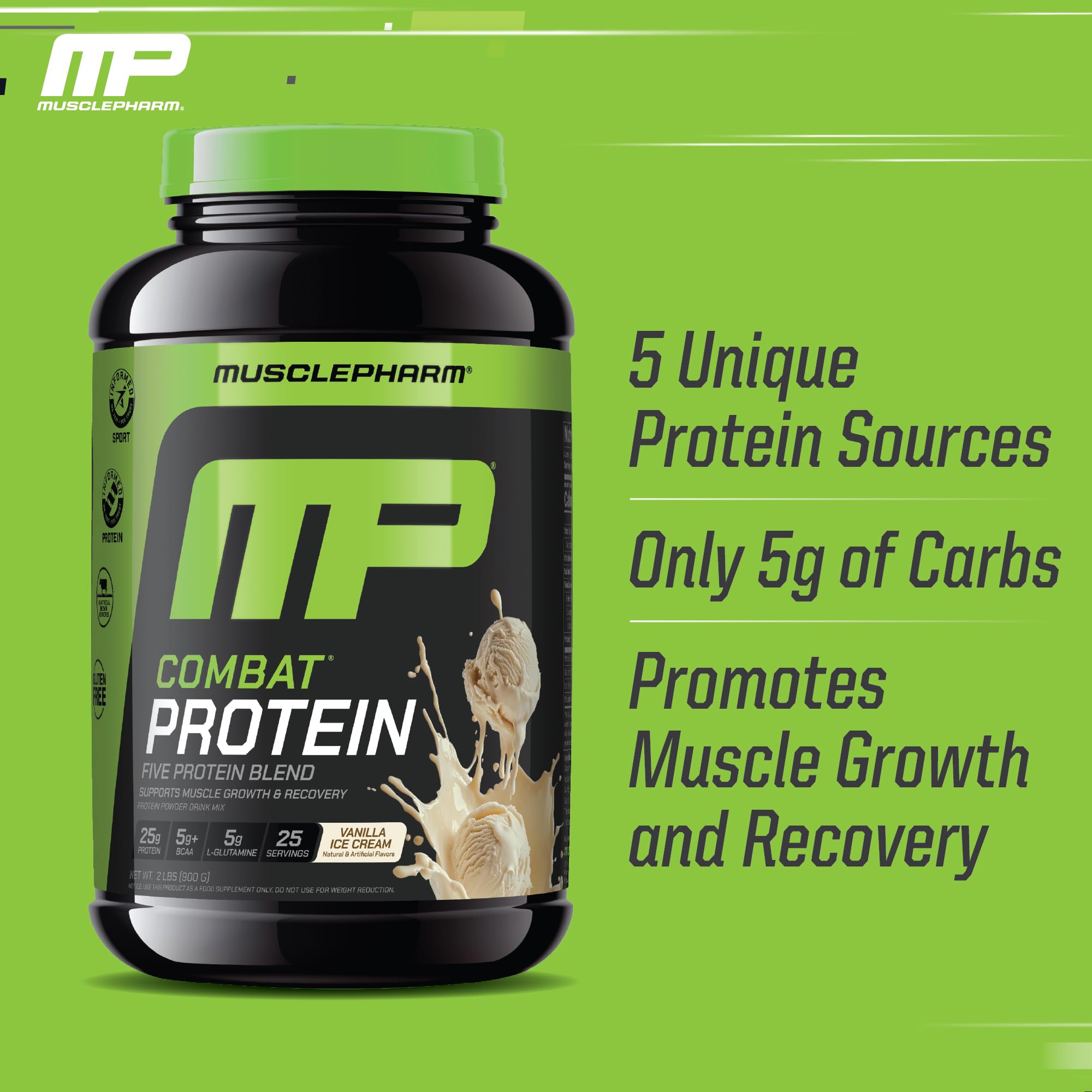 Gluten-free badge displayed on MusclePharm Combat packaging