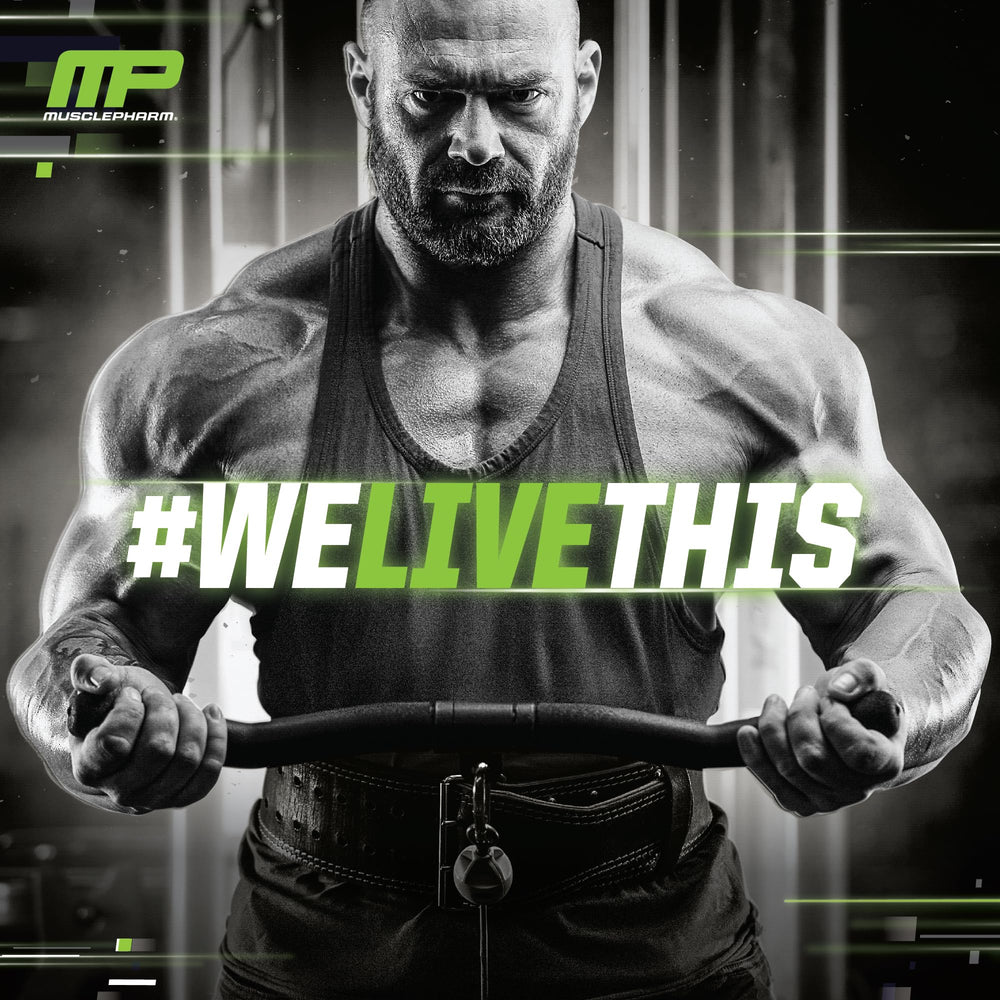Nutrition facts label on MusclePharm Combat Protein packaging highlights servings.