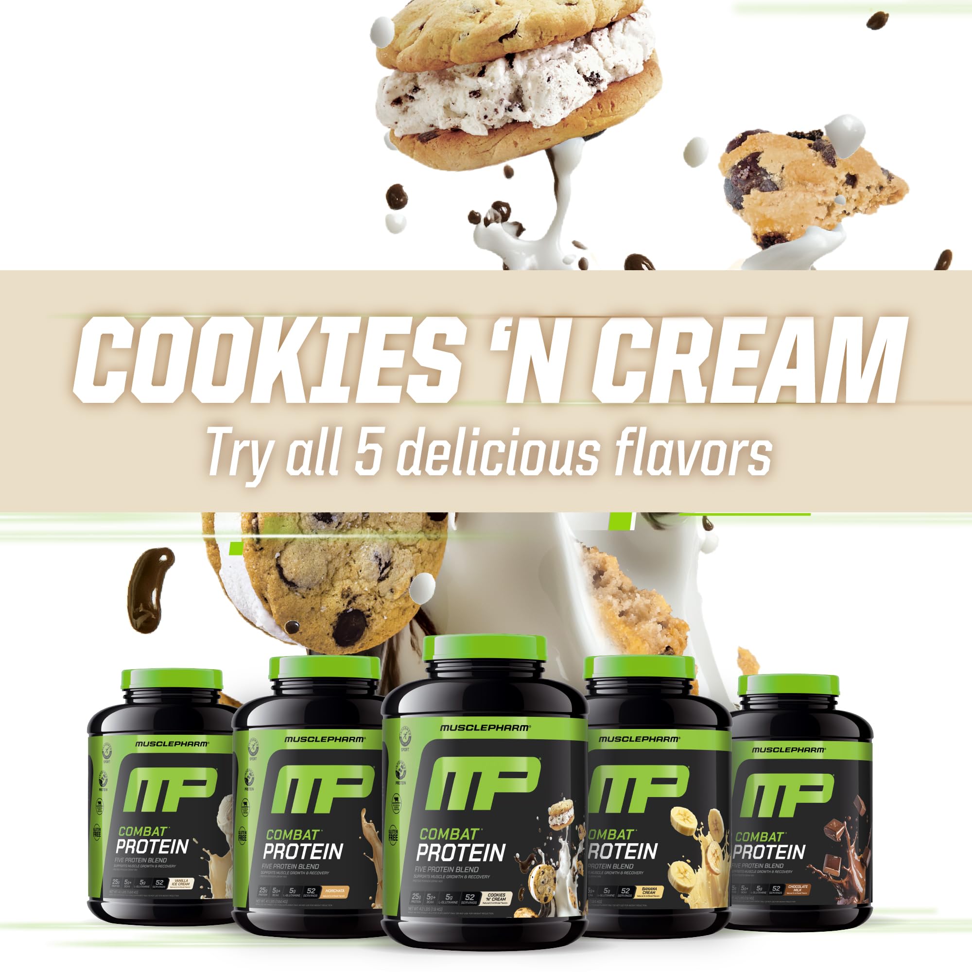 MusclePharm Combat Protein Powder post-workout shake signals recovery-friendly option.