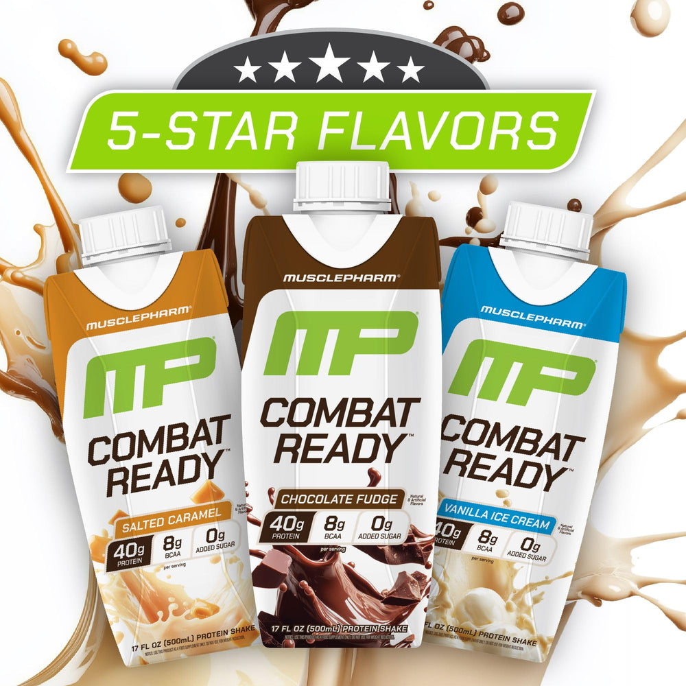 8.7g L-Glutamine shown on MusclePharm Combat Ready packaging.