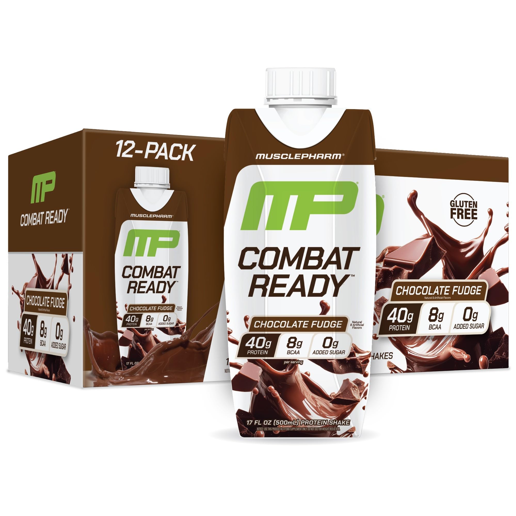 MusclePharm Combat Ready Chocolate Fudge bottle for post-workout fueling.