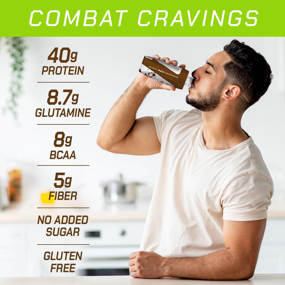 Gluten-free MusclePharm Combat Ready with no added sugar label visible.