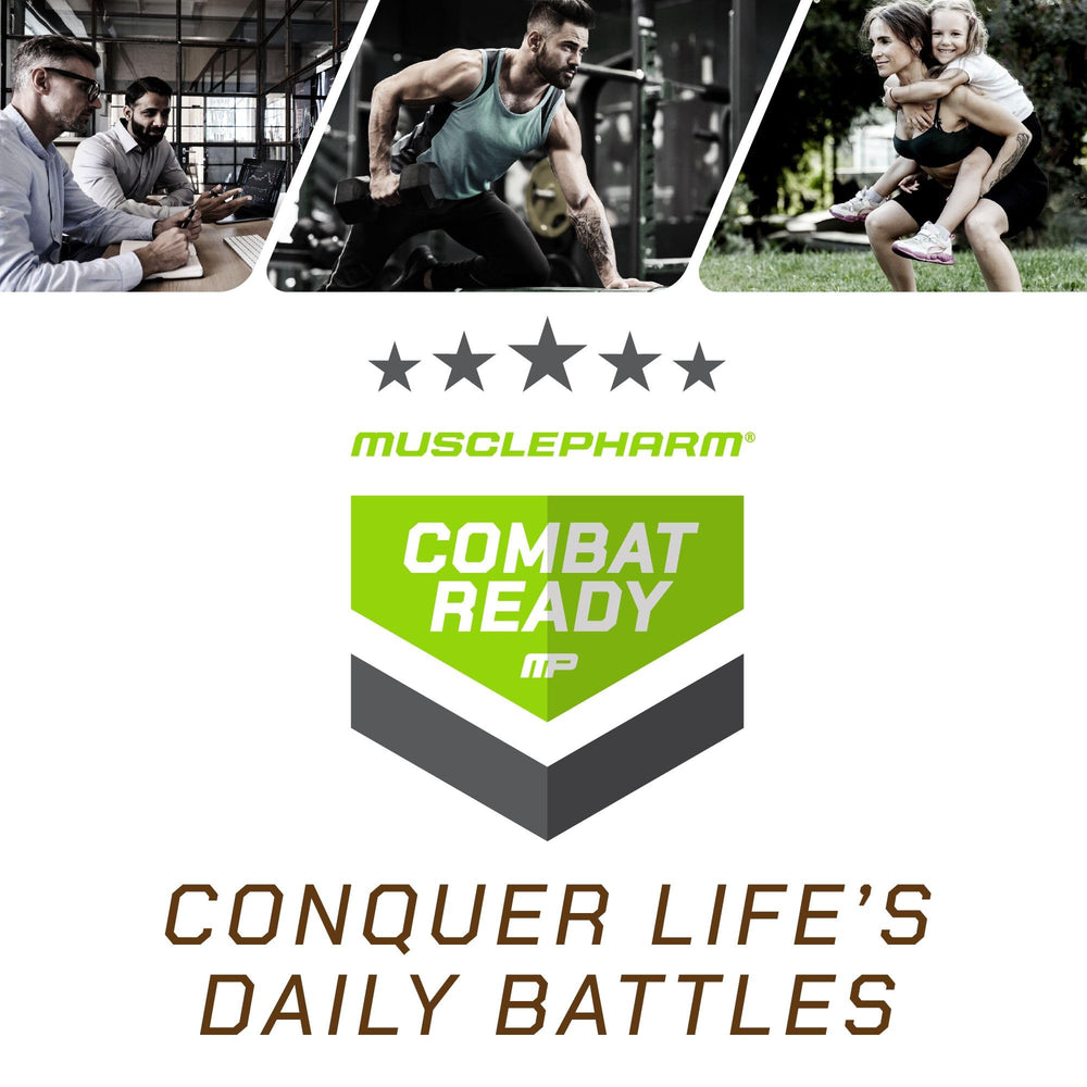 12-pack packaging of MusclePharm Combat Ready bottles on display.