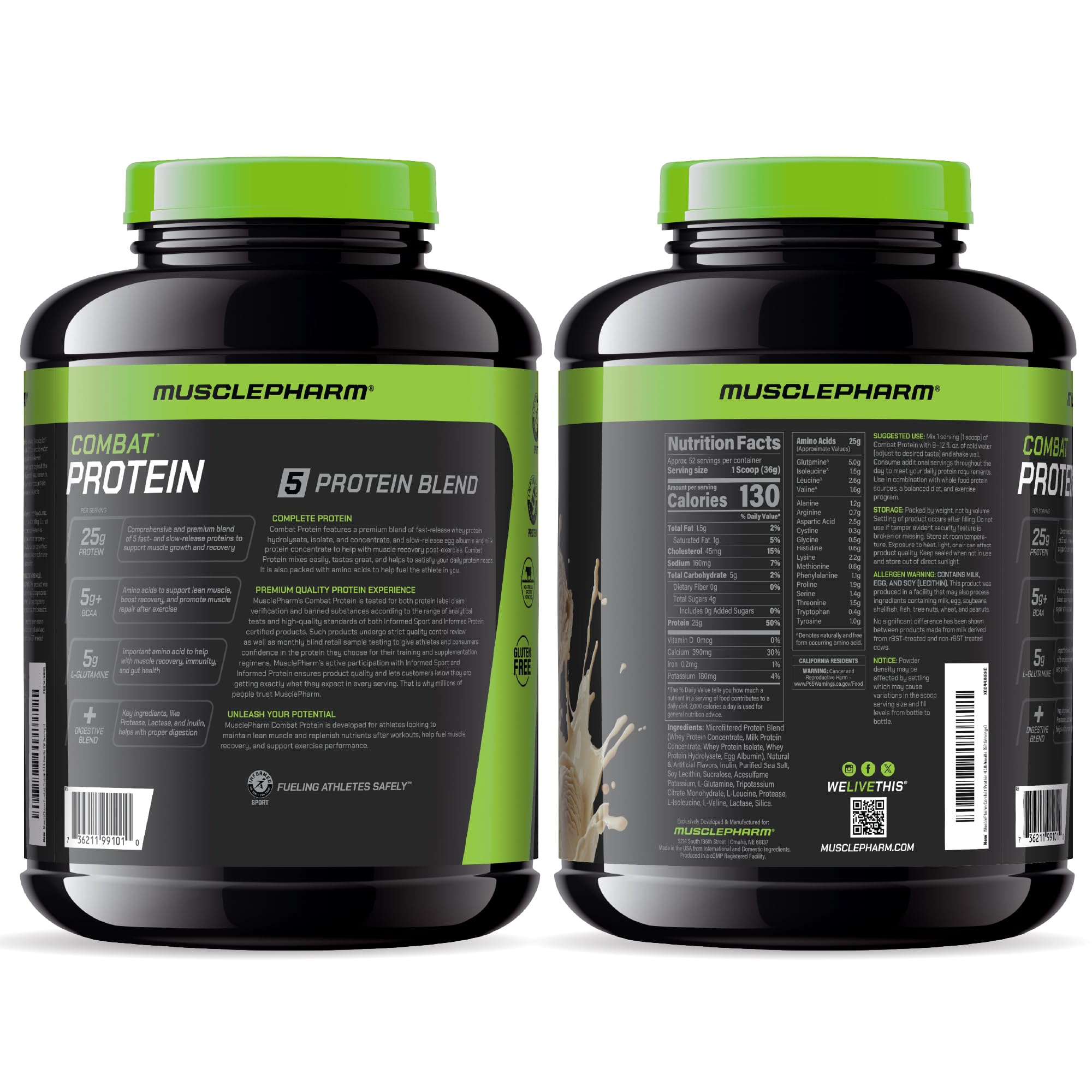 MusclePharm Combat Vanilla tasting closeup with rich vanilla aroma