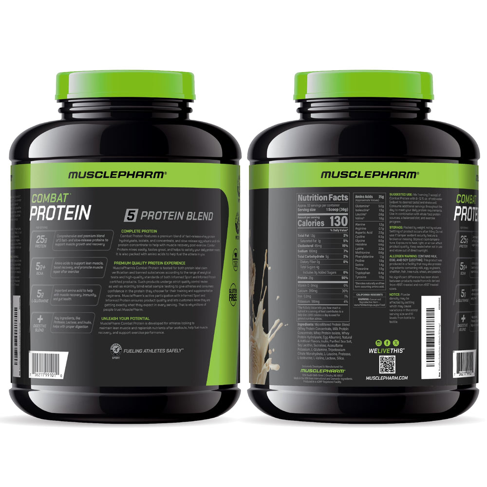 MusclePharm Combat Vanilla tasting closeup with rich vanilla aroma