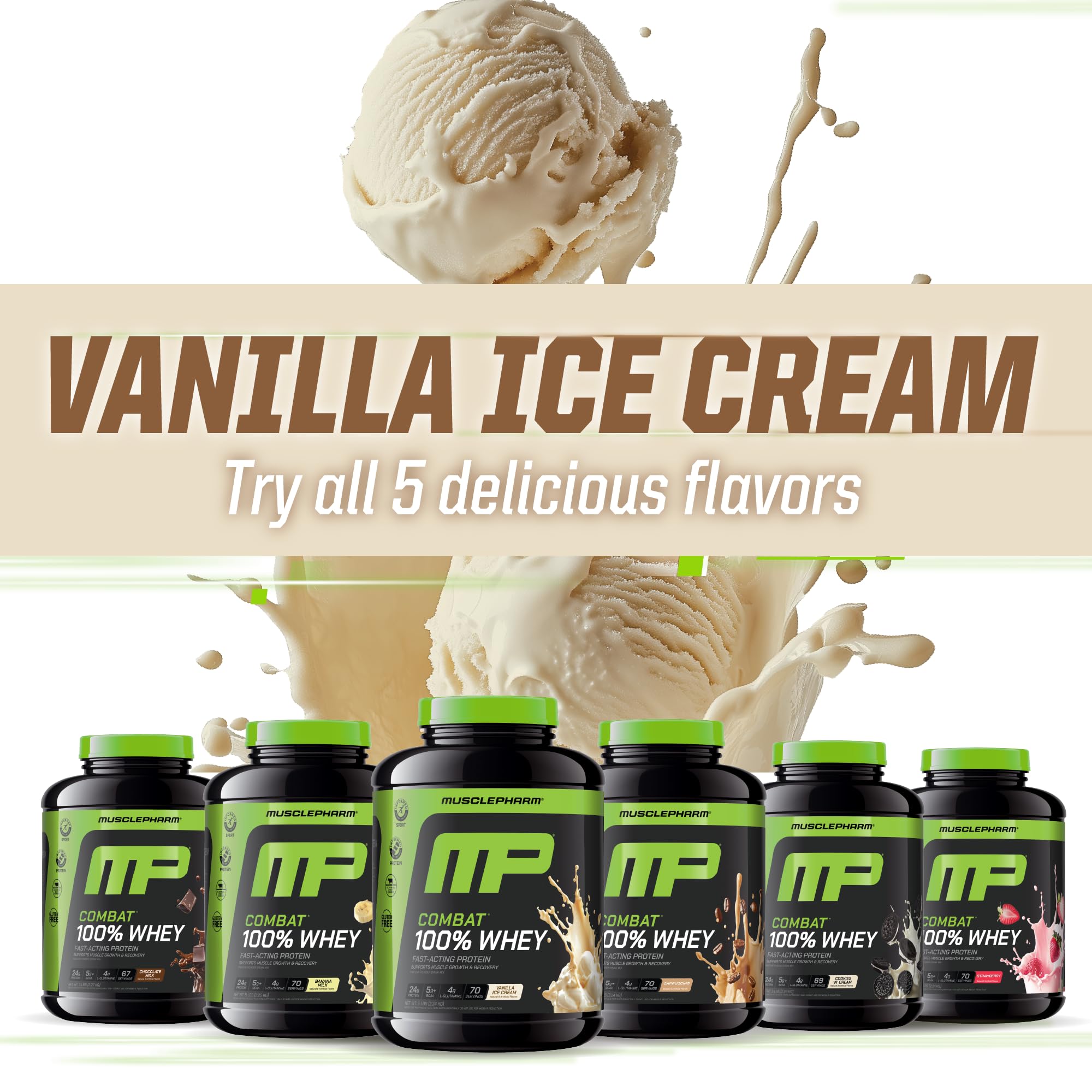 MusclePharm Combat whey vanilla mix creates a smooth shake.
