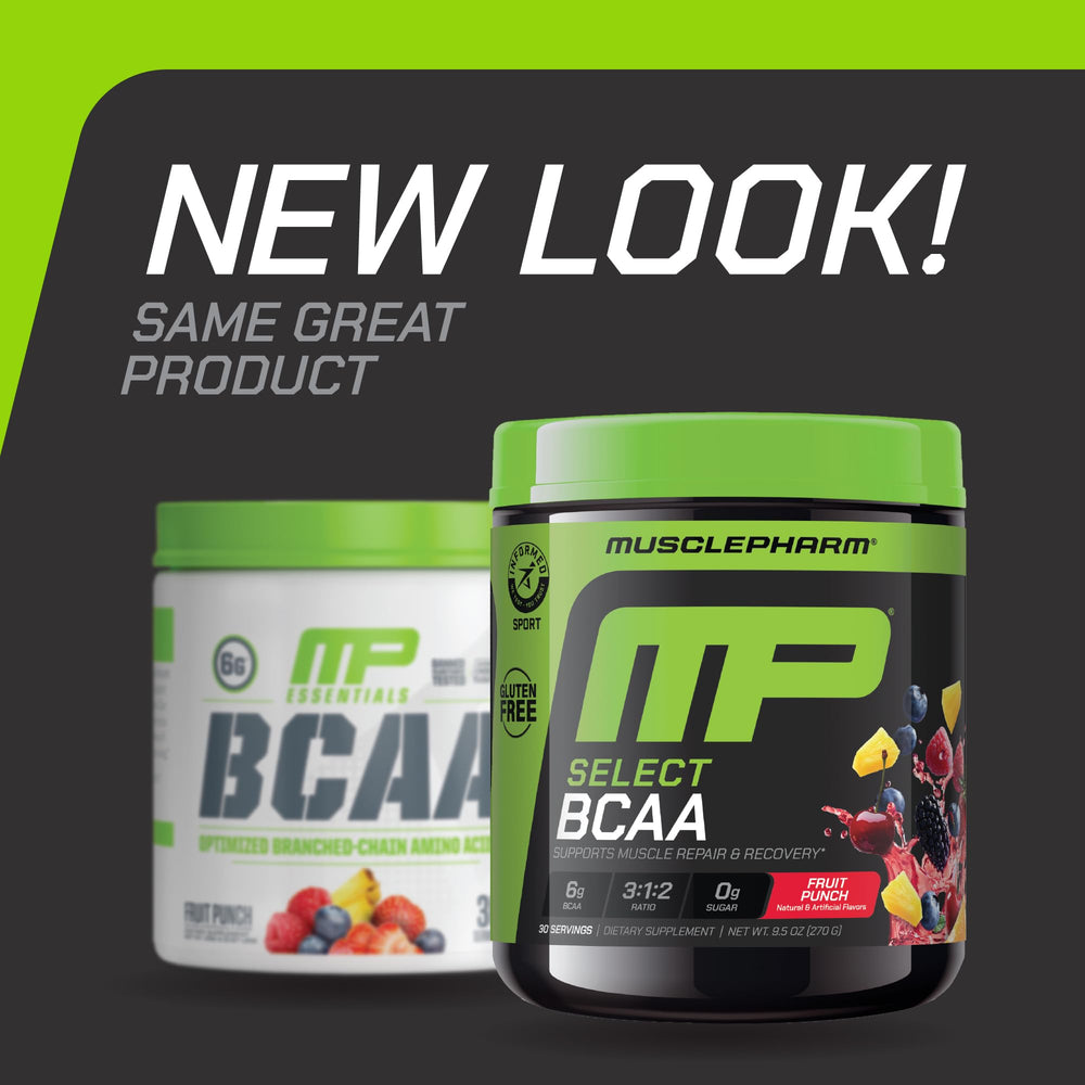 MusclePharm Essentials BCAA bottle close-up for reliable pre- and post-workout support