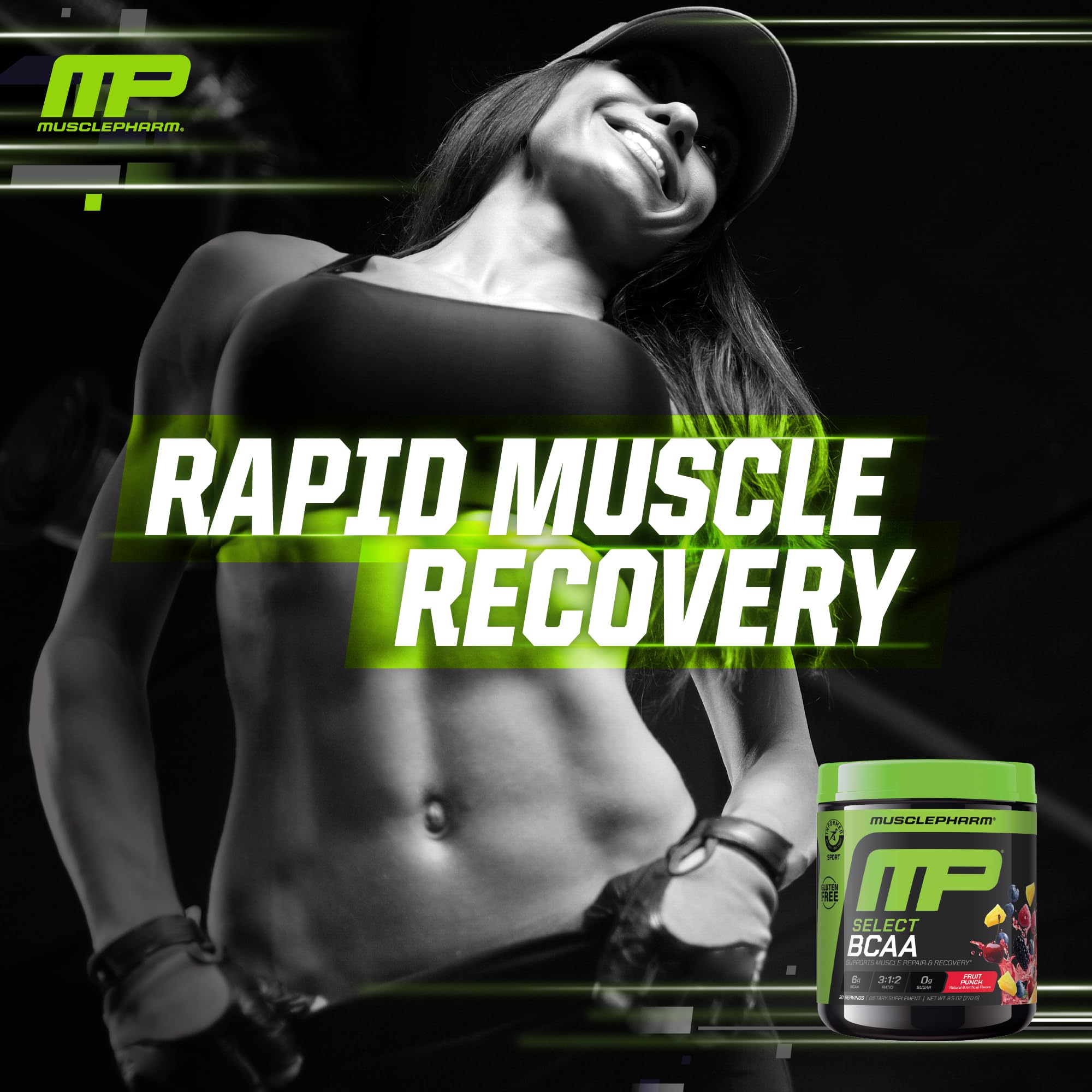 MusclePharm Essentials BCAA label highlights zero calories and zero carbs