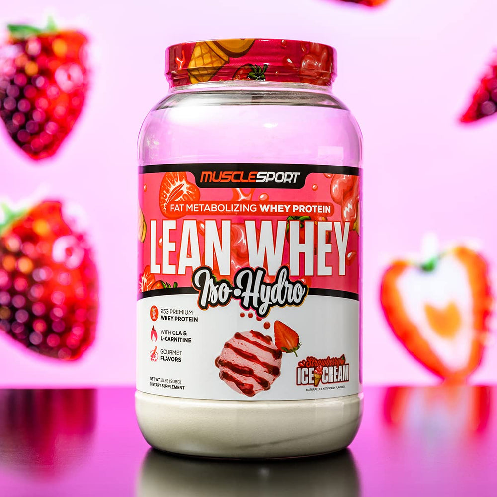 Musclesport Lean Whey Revolution real cereal pieces image hints at flavorful shakes.