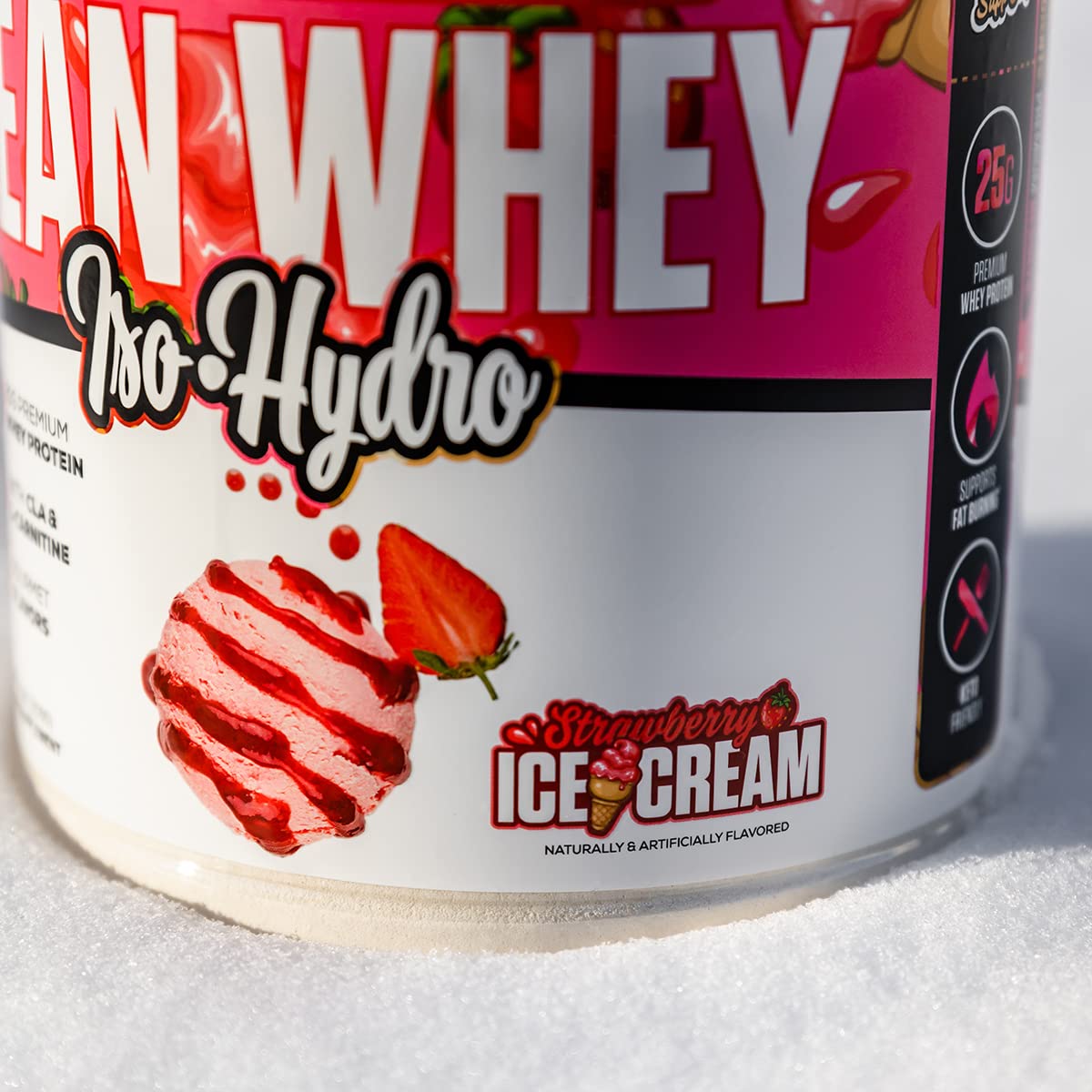 Musclesport Lean Whey Revolution scoop in jar emphasizes convenient, on-the-go protein for lean gains.