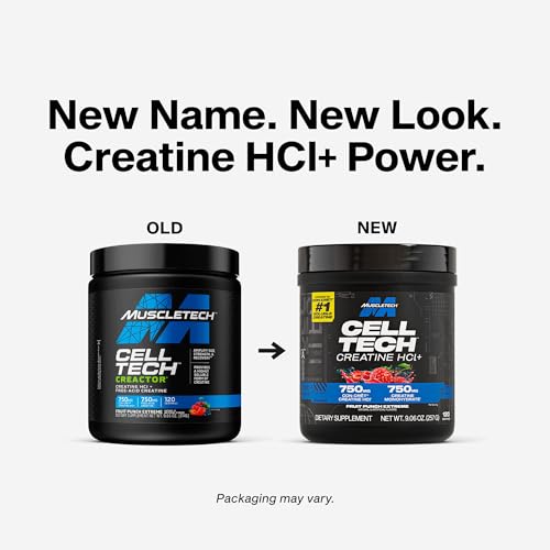MuscleTech Cell-Tech Creactor bottle side showing serving options