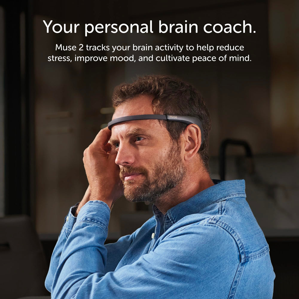 MUSE 2 headband worn during meditation session for guided feedback