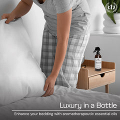 Muse Apothecary Linen Ritual, etiqueta ambar-cachemira visible para fragancia elegante.