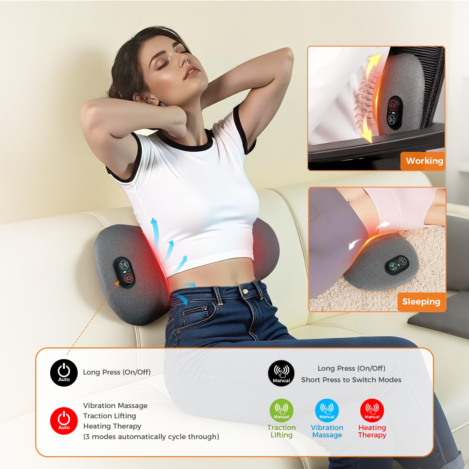 MUSE RELAX cordless design enables use on bed, chair, or car seat.