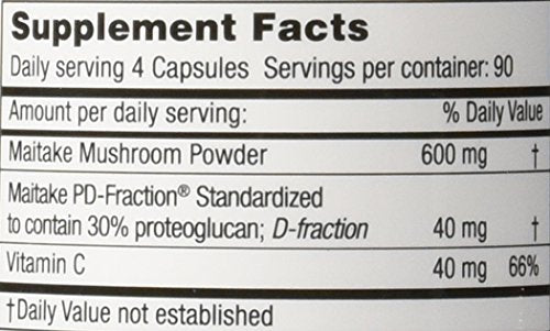 Mushroom Wisdom Maitake D-Fraction capsules arranged for daily use.