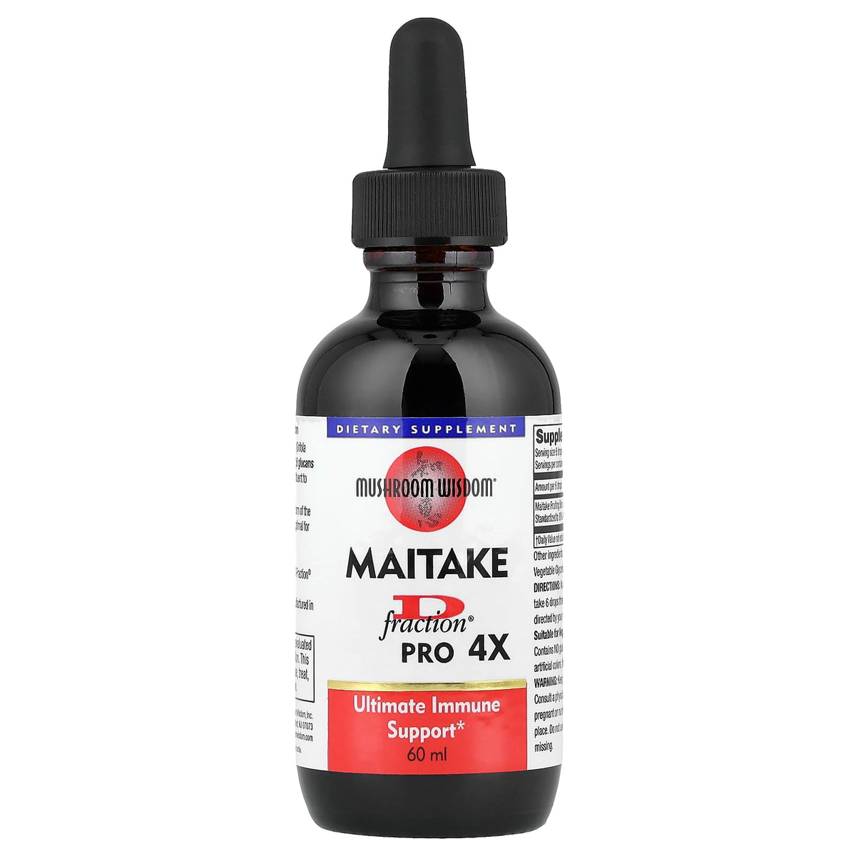 Mushroom Wisdom Maitake D Fraction Pro 4X bottle for convenient daily tincture use.