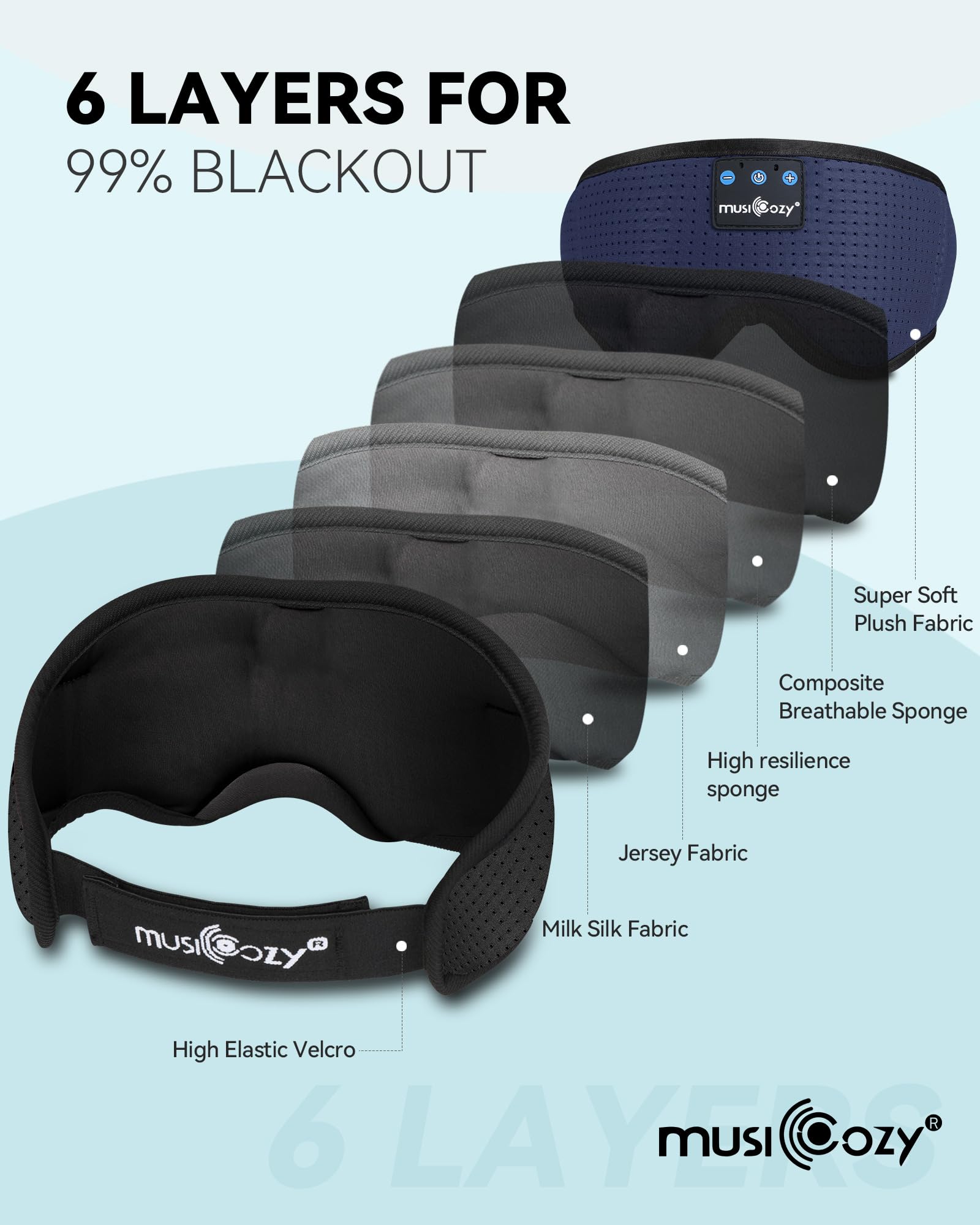 MUSICOZY adjustable strap fits a wide range of head sizes.