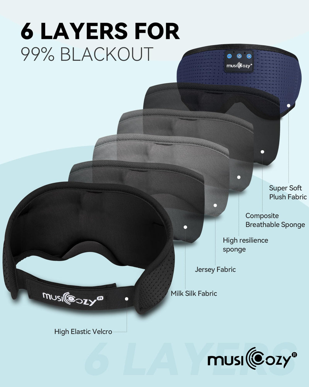 MUSICOZY adjustable strap fits a wide range of head sizes.