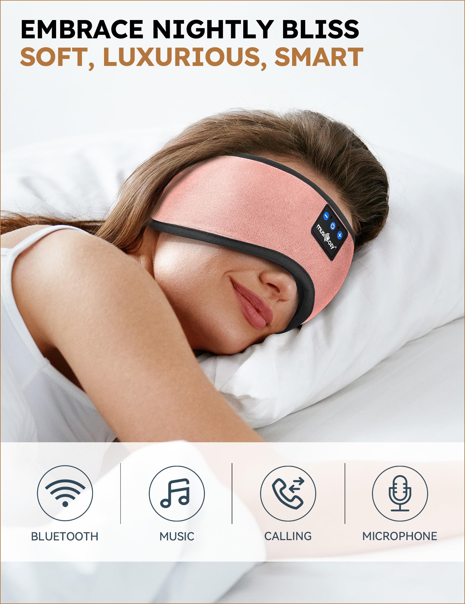 MUSICOZY Bluetooth 5.4 headband with HD speakers delivers clear sound in bed