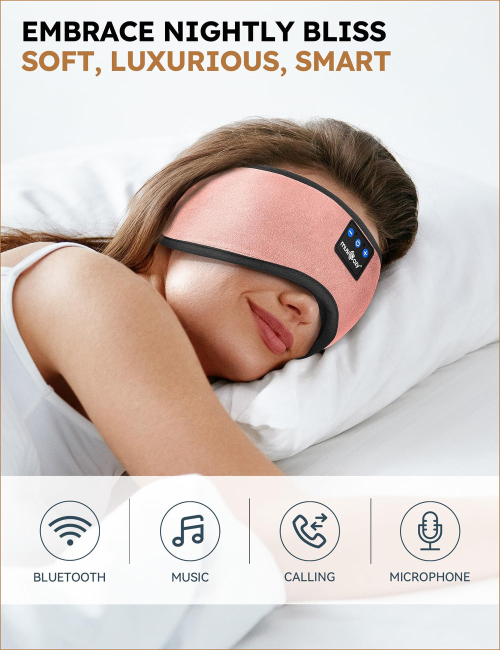 MUSICOZY Bluetooth 5.4 headband with HD speakers delivers clear sound in bed
