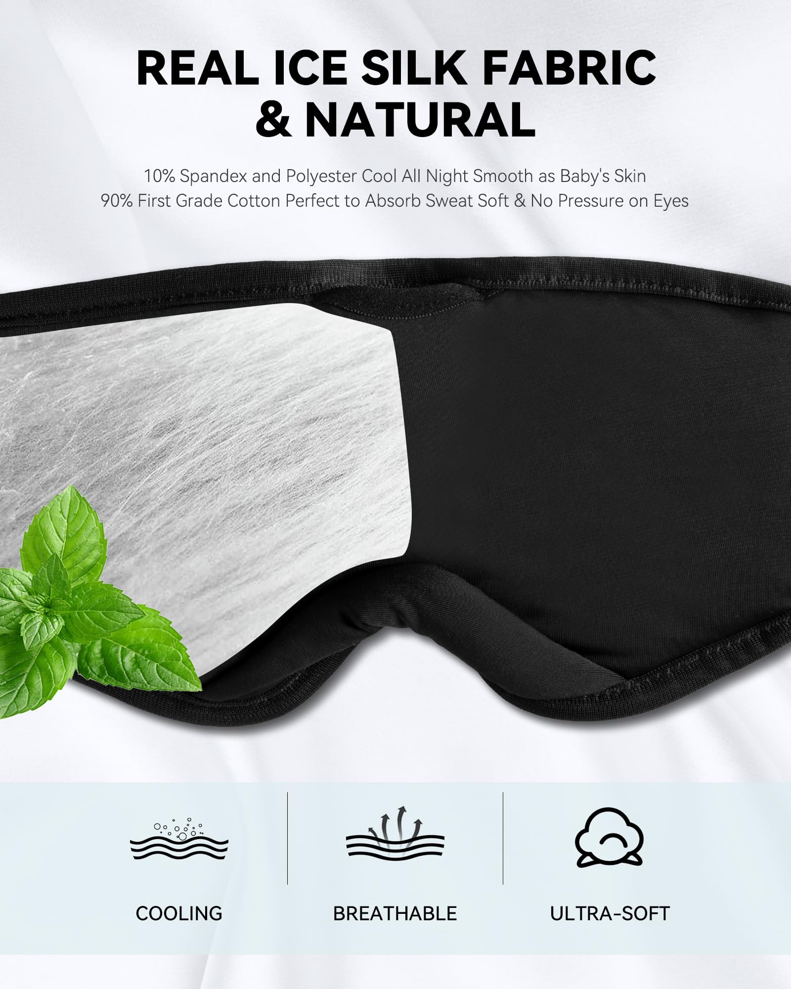 MUSICOZY navy eye mask with velvet fabric for darker sleep and comfort.