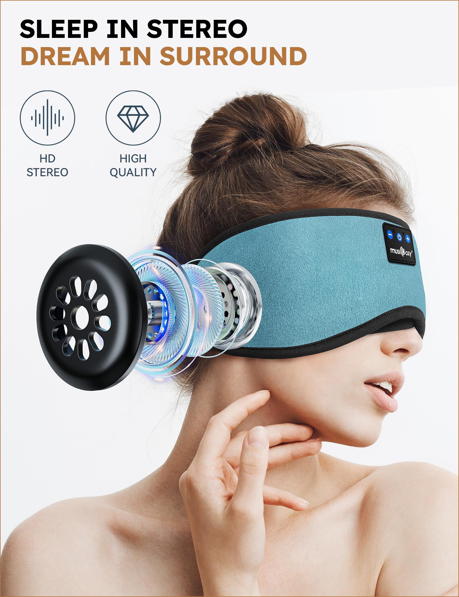 MUSICOZY Sleep Headphones with Bluetooth 5.4 quick pairing and clear sound