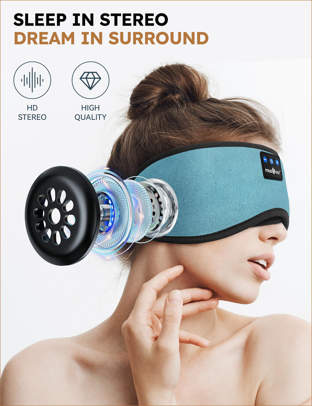 MUSICOZY Sleep Headphones with Bluetooth 5.4 quick pairing and clear sound