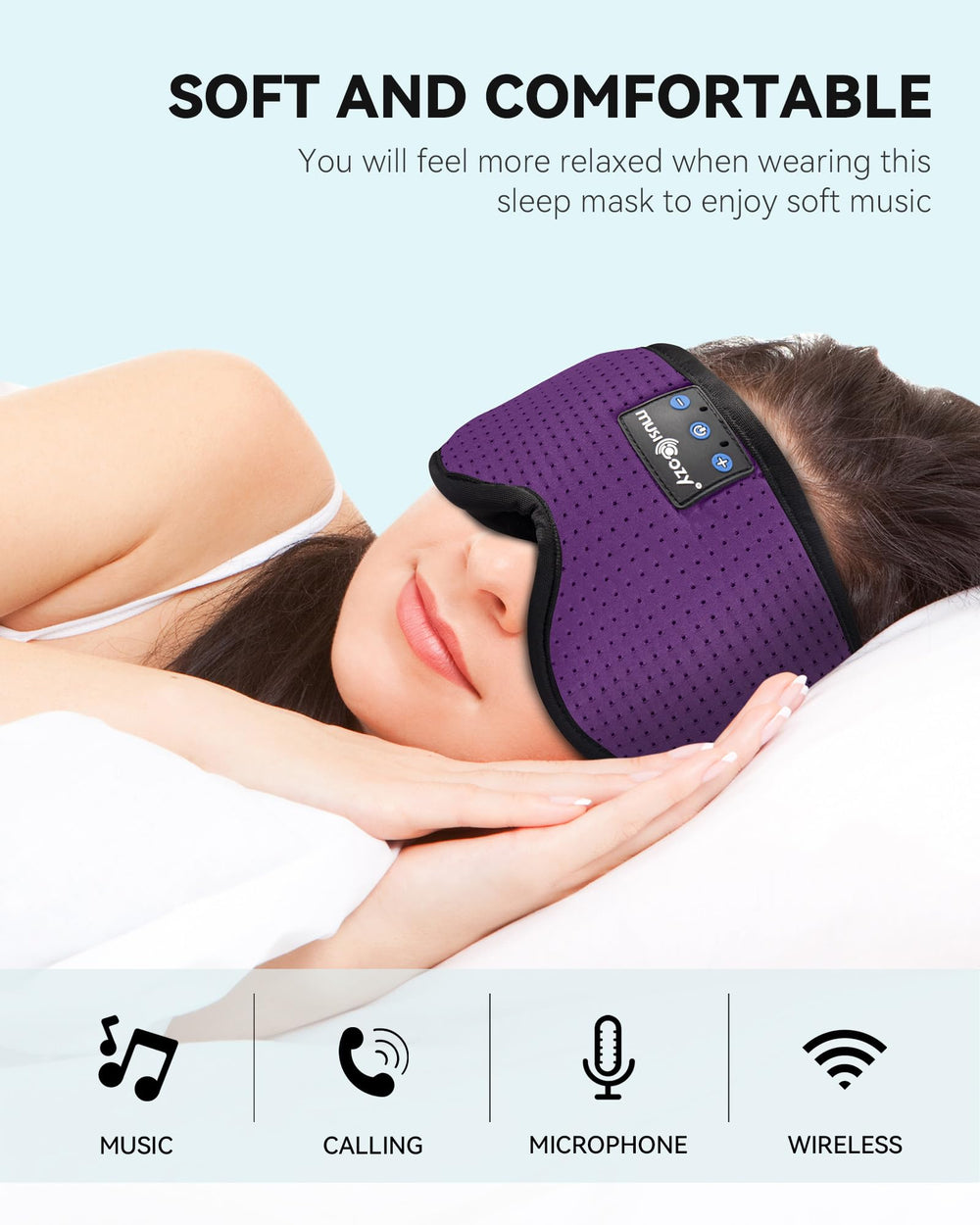 Musicozy sleep headphones charging stand highlighting quick recharge for long use