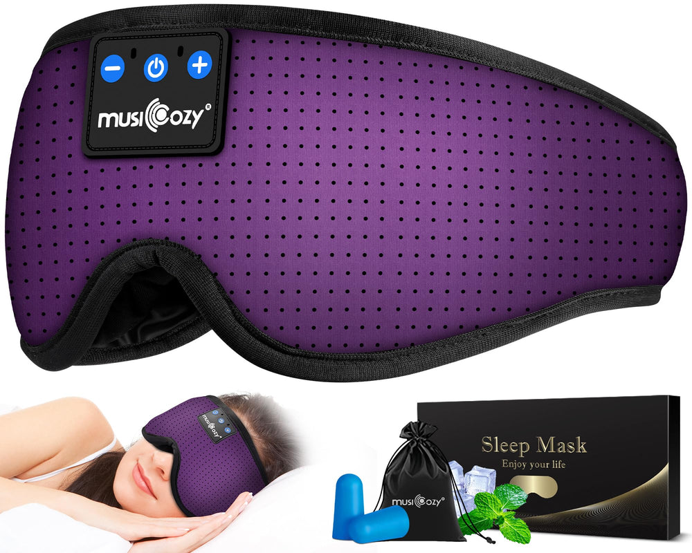 Musicozy sleep headphones dark purple face-on view for immersive audio during relaxation