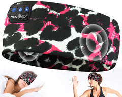 MUSICOZY Sleep Headphones Headband in black-red lip for comfortable sleep and workouts