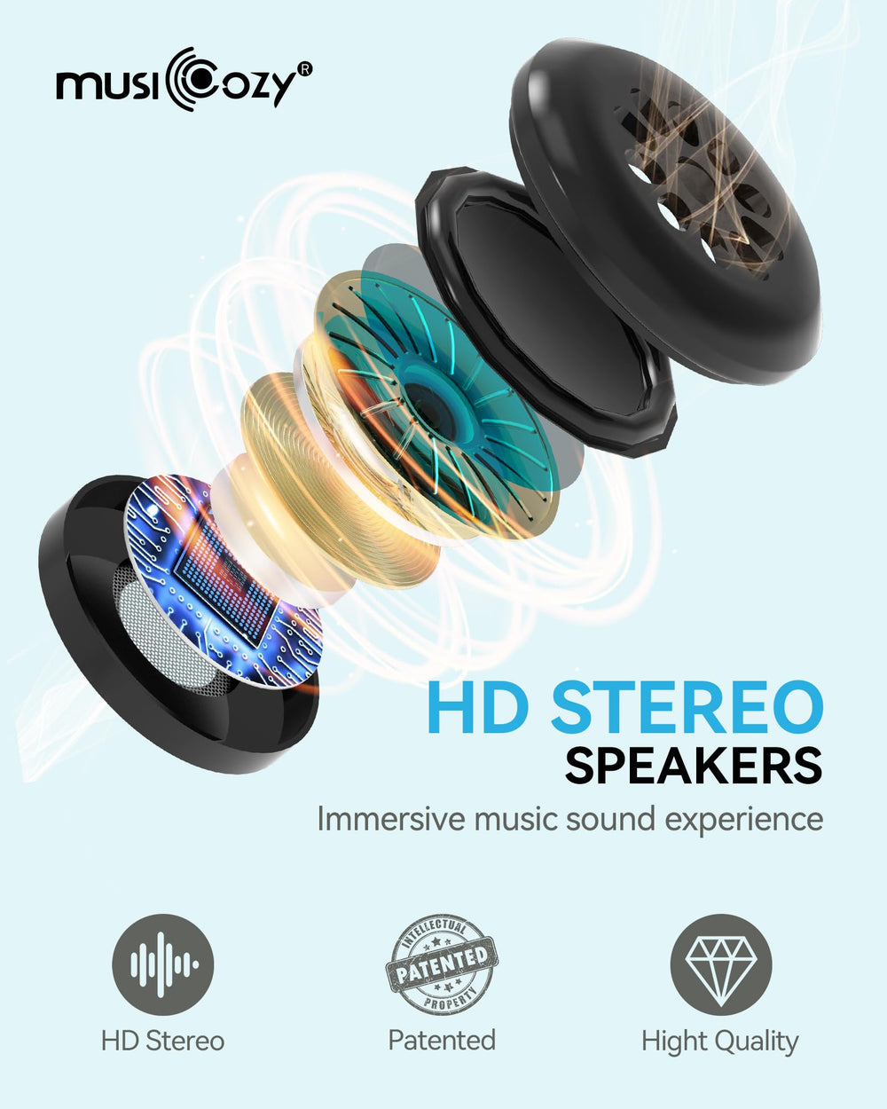 Musicozy sleep headphones side-sleep friendly setup for comfort