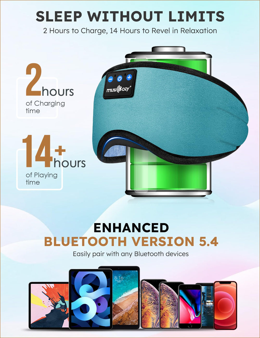 MUSICOZY Sleep Headphones worn by side sleeper for comfortable rest