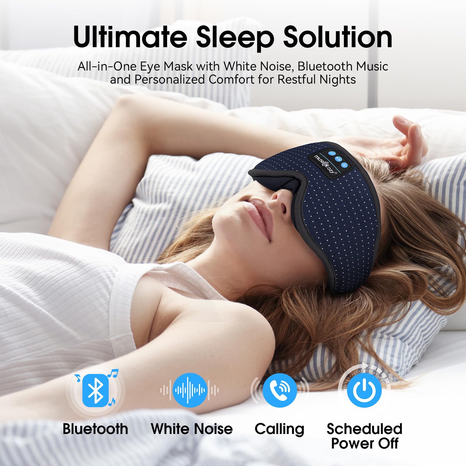 MUSICOZY sleep mask cotton-soft material provides skin-friendly comfort during travel