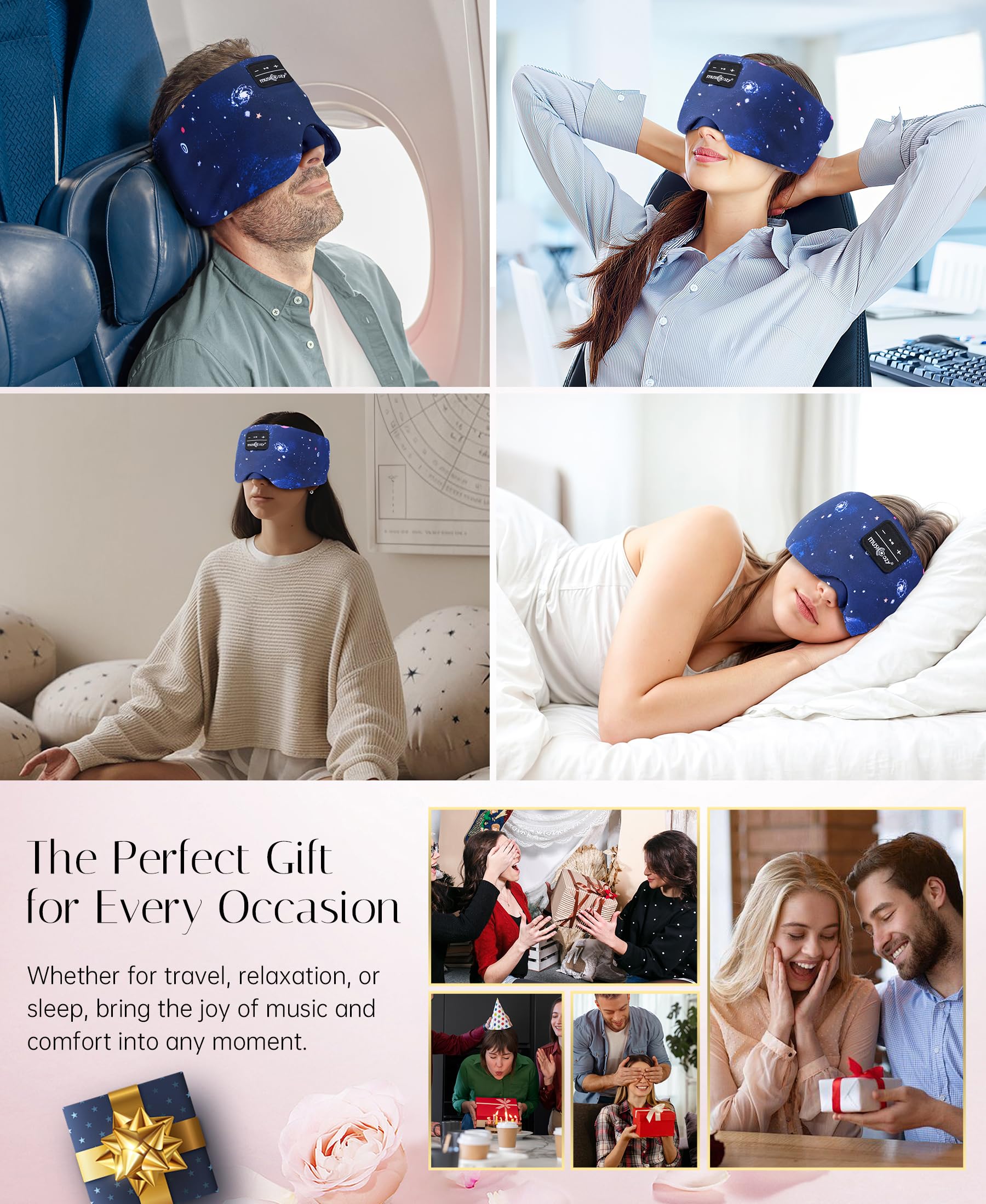 MUSICOZY Sleep Mask Headphones soft breathable material keeps you comfortable longer.