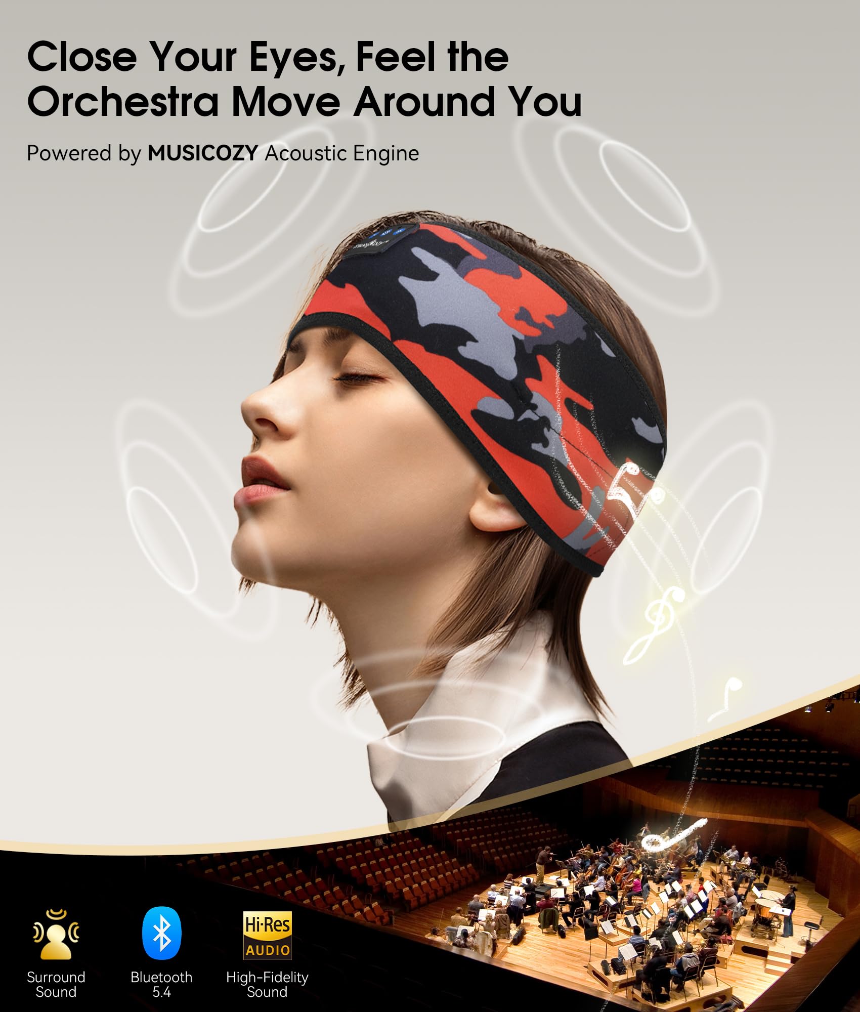MUSICOZY upgraded battery supports up to 14 hours of playback.