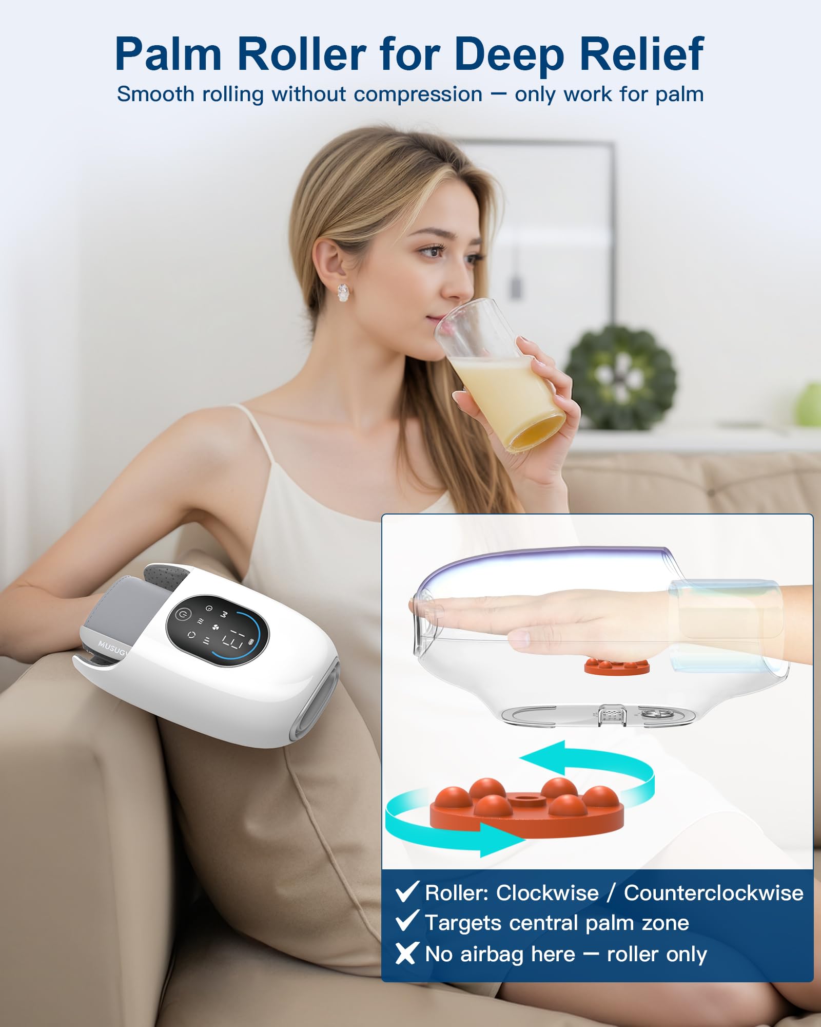 Musugy cordless operation delivers up to 3.5 hours of convenient use.