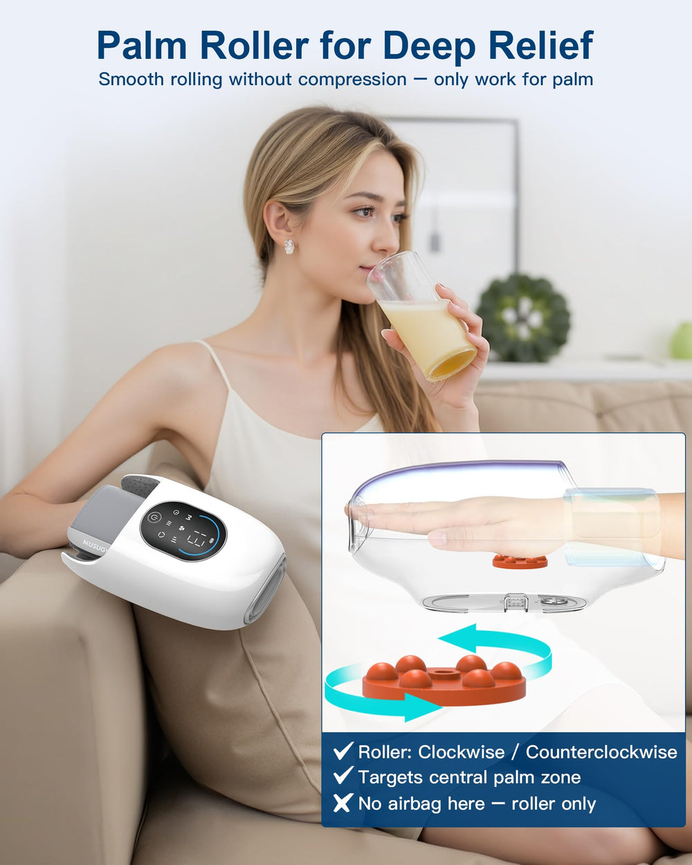 Musugy cordless operation delivers up to 3.5 hours of convenient use.