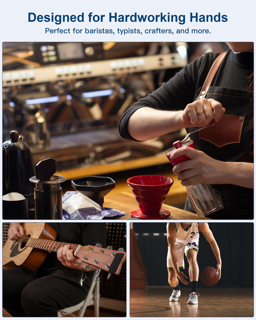 Musugy Hand Massager ideal for use at a desk or on the go during travel.