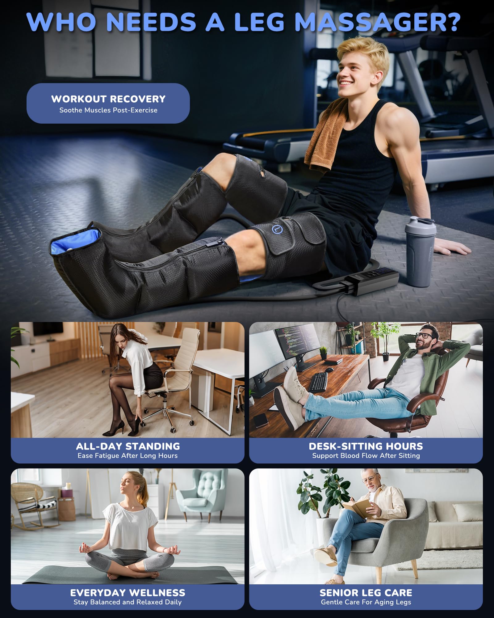 Musugy Leg Massager sensor-adjustment ensures even compression across your legs.