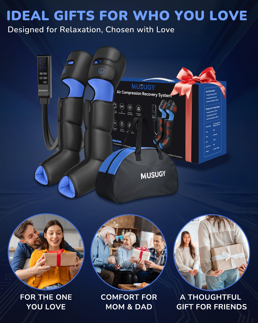 Musugy Leg Massager storage bag keeps everything organized on the go.