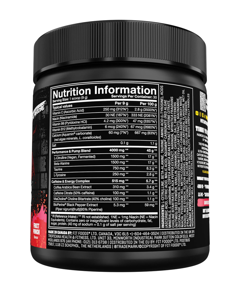 Mutant Madness glass with mixed drink suggests easy pre-workout rituals.