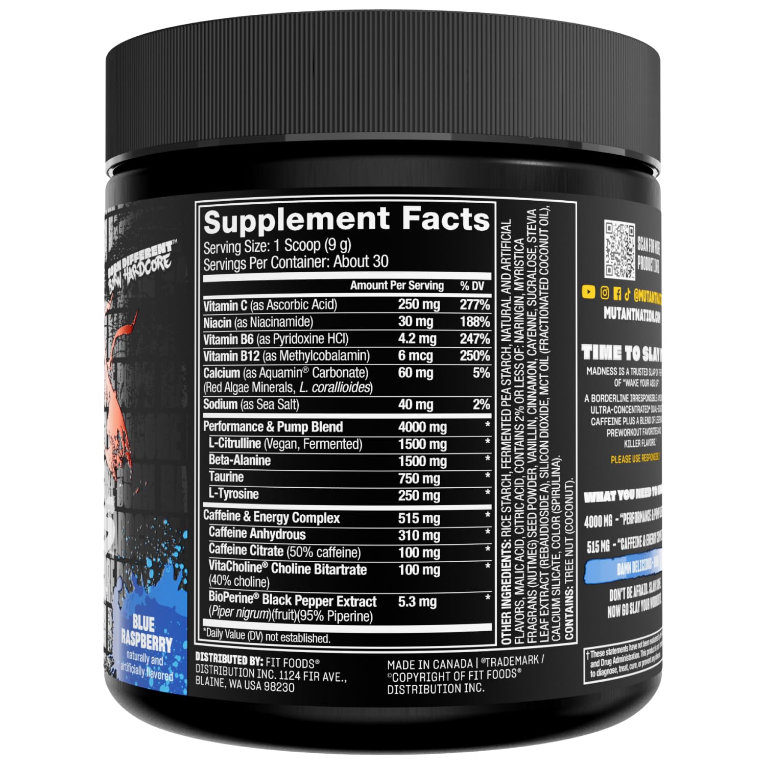 Mutant Madness bottle with stack ideas for pairing Mutant Geaar and BCAA.