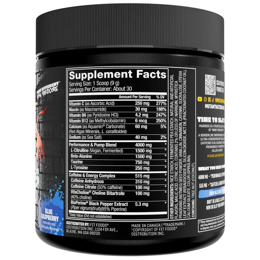 Mutant Madness bottle with stack ideas for pairing Mutant Geaar and BCAA.