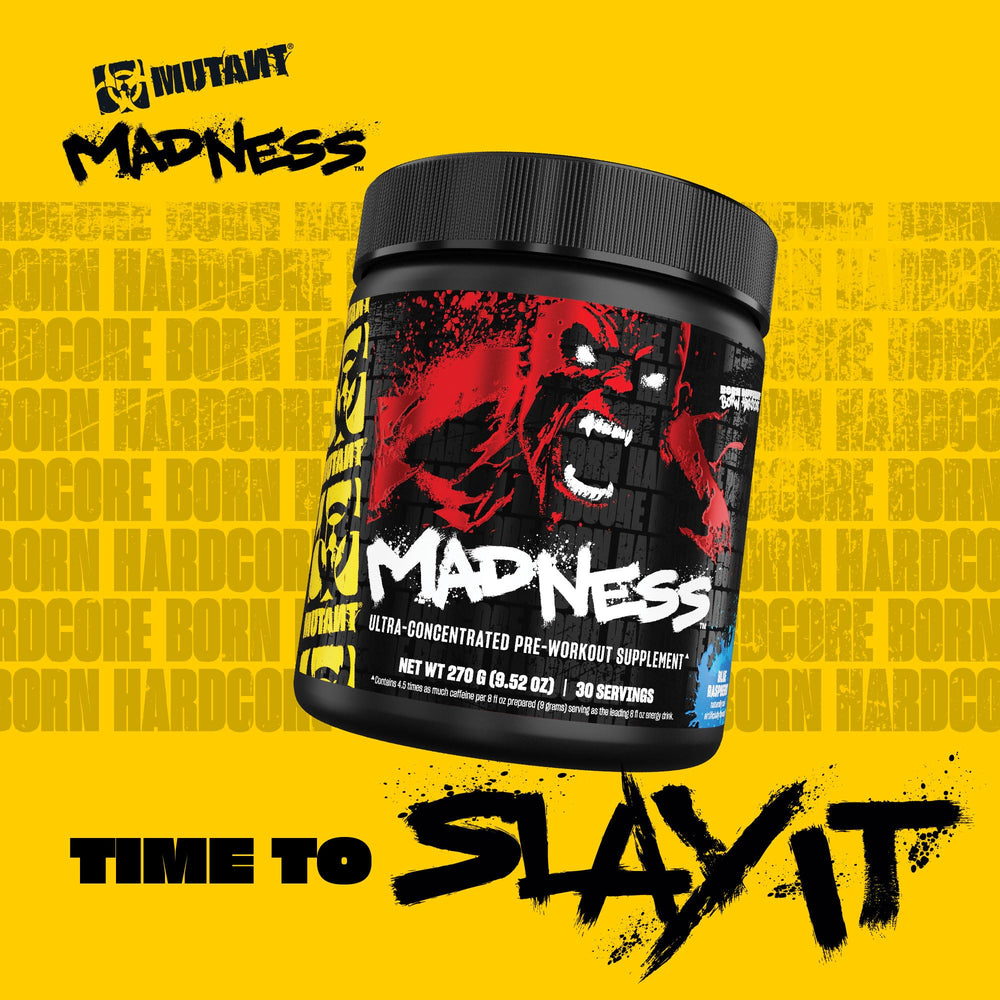Mutant Madness bottle shows vitamins and electrolytes for hydration.